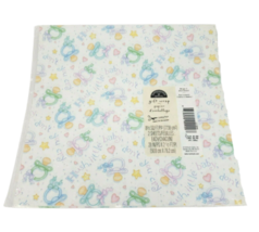 VINTAGE HALLMARK CARDS GIFT WRAP PAPER PASTEL BABY PACIFIERS BOWS HEARTS... - $6.65