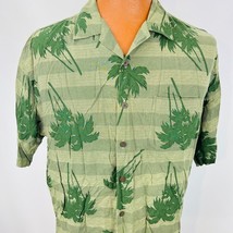 Ocean Pacific Hawaiian Aloha L Shirt Palm Trees Stripes Tropical Coconut Buttons - £31.46 GBP