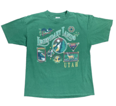 Utah Legendary Lands T Shirt Single Stitch USA 80s 90s XL Green Oneita Power T - £77.09 GBP