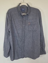 Chaps Mens Performance Flannel Shirt Size XL Grey Long Sleeve Button Down - £9.68 GBP