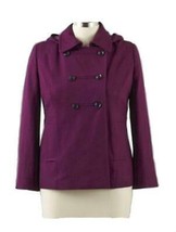 Women&#39;s winter Outerwear Military pea coat hooded Wool blend jacket plus 1X $180 - £55.85 GBP