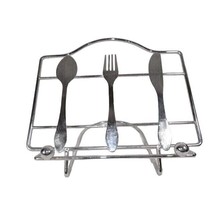 Utensils Cookbook Holder Spoon Fork Knife 9.5 x 8.5 inches Silver Metal ... - £13.48 GBP