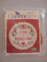 SEALED Current LOVE IS HOMEGROWN Cross Stitch KIT w/Wood Hoop Frame - 7&quot;... - $6.00