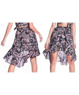 Maaji Swim Cover Up Skirt Large $109 High Low Viscose Lined Smocked Wais... - £58.26 GBP