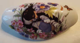 Ceramic Cabinet Drawer Pull Caslico Cat and flowers laying - £6.59 GBP