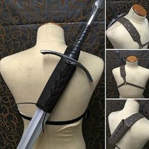 Medieval Men Sword Holder Shoulder Back Sheath Scabbard Warrior Right Sh... - £12.43 GBP