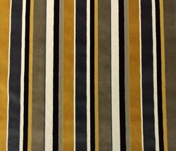 Silver State Metropolitan Gold &amp; Silver Grey Stripe Velvet Fabric 1.5 Yards 50&quot;W - £51.37 GBP