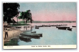 Boats at Dock Cedar Lake Indiana IN DB Postcard Y1 - £11.57 GBP