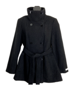 NWT Calvin Klein Size L Women&#39;s Black Basket Weave Belted Coat Jacket - £170.64 GBP