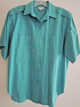 Ladies Shirt Size 12 Safari Style Teal Green S/S Shirt $65 Value EUC - £11.99 GBP