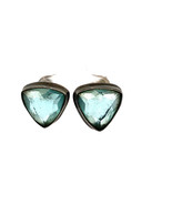 Vintage sterling silver triangle blue topaz drop earrings - $1,317.17 MXN