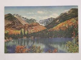 Rocky Mountains Bear Lake Longs Peak Glacier Gorge CO Linen Postcard Unposted - £4.75 GBP