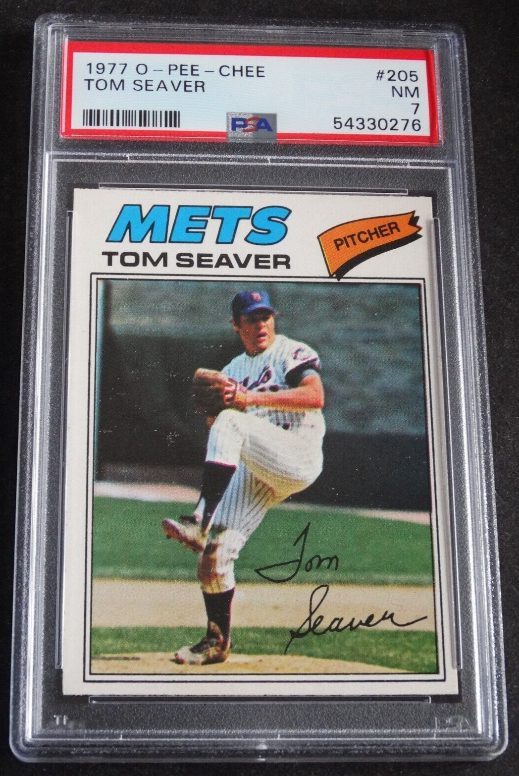 Primary image for 1977 O-Pee-Chee OPC #205 Tom Seaver New York Mets Baseball Card PSA 7 Near Mint