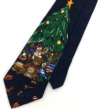 VINTAGE ANONYMOUS SNOWMAN TREE  BLUE NAVY Christmas Mens Necktie Ties #X... - £12.41 GBP