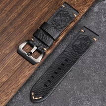 Top Italian Leather Handmade Watch Strap 20mm Flottiglia in Black Leather - £21.83 GBP