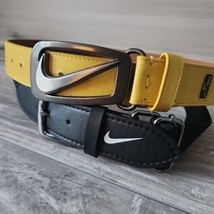 NIKE Lot Of 2 Mens Size SMALL Golf Belts Black Stretch Woven &amp; Yellow G-... - £39.56 GBP