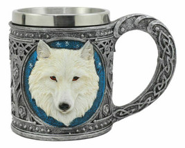 Celtic Direwolf Ghost White Wolf Coffee Mug 14oz Animal Totem Spirit Wolf Mug - £19.97 GBP