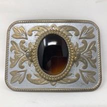 VTG Smooth Brown Stone Ornate Belt Buckle Cowboy Western Rancher - $27.71