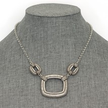 Brighton Silver Plated Bold Open Square Bead & Rope Texture Link Chain Necklace  - $19.99