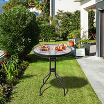Black 24&quot; Patio Outdoor Dining Table W/O Umbrella Hole Bistro Round Gard... - $76.99