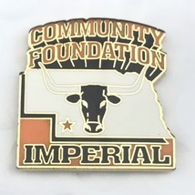 Community Foundation Imperial Pin Gold Tone Enamel Steer State Shape - £9.73 GBP