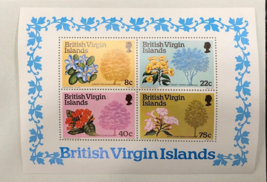 Stamp- British VIrgin Islands Floral Stamp Souv Sheet 1977 MNH 8, 22, 40, &amp; 75¢ - $3.42