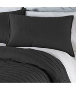 Twin/Twin XL Black Modern Brick Stitch Microfiber Reversible 2 Piece Qui... - $195.05 CAD