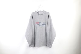 Vintage 90s Fila Mens Size XL Spell Out Big Logo Fleece Crewneck Sweater Gray - £39.52 GBP