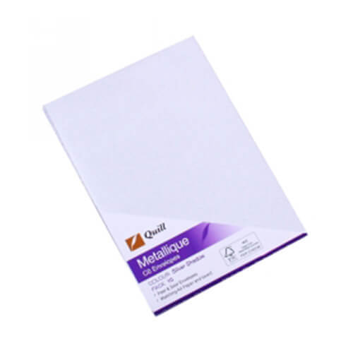 Quill C6 Metallique Envelopes (Pack of 10) - Silver - $33.37