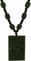2.4&quot; Certified Nature Nephrite Jade Auspicious Tiger &amp;18 Arhat Necklace ... - $69.09