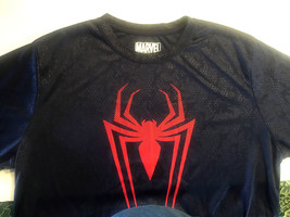Marvel Mens Size XL Spiderman Tshirt Web Pattern In Material Navy Blue Stan Lee - £21.75 GBP