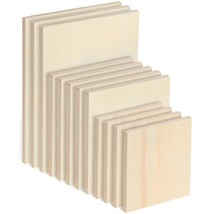 12 Pieces Wood Canvas Boards Unfinished Wooden Panel Boards Wood Paint P... - $38.99