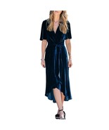 NEW Donna Morgan Navy Blue Velvet Wrap Dress. Size 6 - $32.71