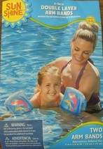 DOLPHIN PRINT SWIM ARM BANDS Two 9 inch Double Layer Water Wings Ages 3-6 - $4.94