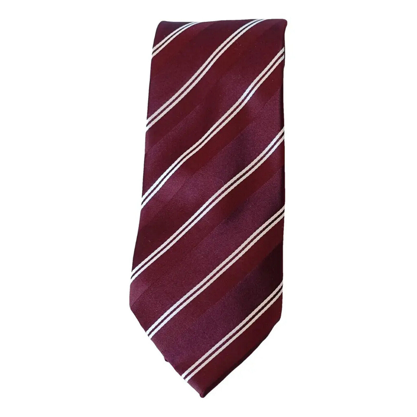 SEAN JOHN Burgundy Red White Shiny Stripes Silk Classic Tie - $19.99