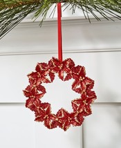 Holiday Lane Santa&#39;s Favorites Poinsettia Wreath Christmas Ornament - £12.57 GBP