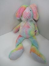Russ plush bunny rabbit pastel rainbow blue feet feet floral ribbon bow ... - $10.29