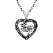 Unique Zodiac Sign “Aries” Heart Frame Sterling Silver Necklace - £14.32 GBP