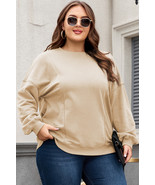Apricot Loose Patchwork Crewneck Plus Size Sweatshirt - $595.61 MXN