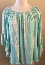 Monroe and Main Blue White Elastic Top Boho Coastal Grandma Look Stretchy Sz XL - £10.89 GBP