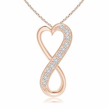 Authenticity Guarantee 
Pave-Set Diamond Infinity Heart Pendant in 14K Rose G... - £389.47 GBP