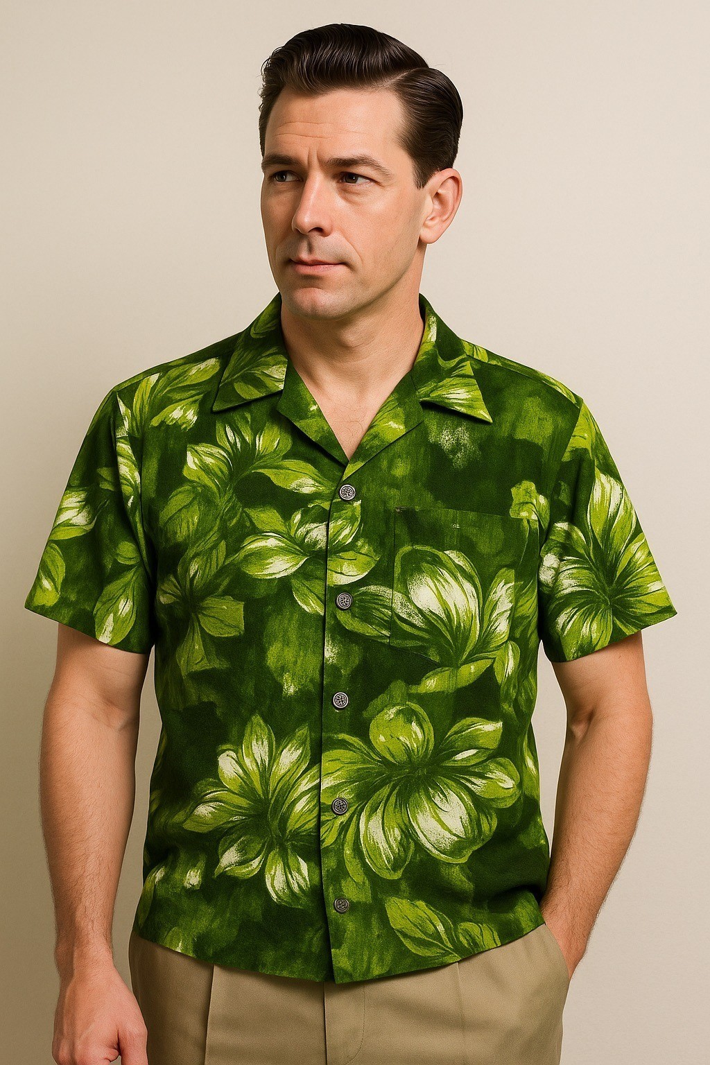 Vintage Royal Hawaiian Green Floral Aloha Shirt Men’s Size M – Made in Hawaii Item image 5