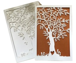 50pcs White Tree Laser Cut Invitation Card for Wedding Bridal Shower Eng... - £42.95 GBP
