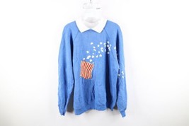 Vintage 80s Streetwear Womens Large Faded Movie Popcorn Collared Sweatshirt USA - £39.07 GBP