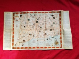 MAP OF &quot;CONNECTICUT” 1935 FEATURING JOHN HELD JR. ART Rare - $217.80