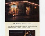 Old Heidelberg Castle Brochure Sarasota FL Suncoast&#39;s Most Unusual Resta... - £29.81 GBP