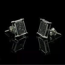 1Ct Lab-Created Black Diamond Cluster Kite Stud Earrings 14K Black Gold Plated - £88.14 GBP