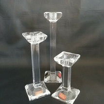 ONEIDA Candlesticks Candleholders Austrian Crystal GEOMETRICS Set of 3  - £45.82 GBP