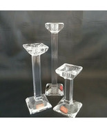 ONEIDA Candlesticks Candleholders Austrian Crystal GEOMETRICS Set of 3  - £43.34 GBP