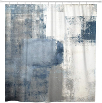 Artsocket Shower Curtain Gray Contemporary Blue and Grey Abstract Painting White - £18.48 GBP